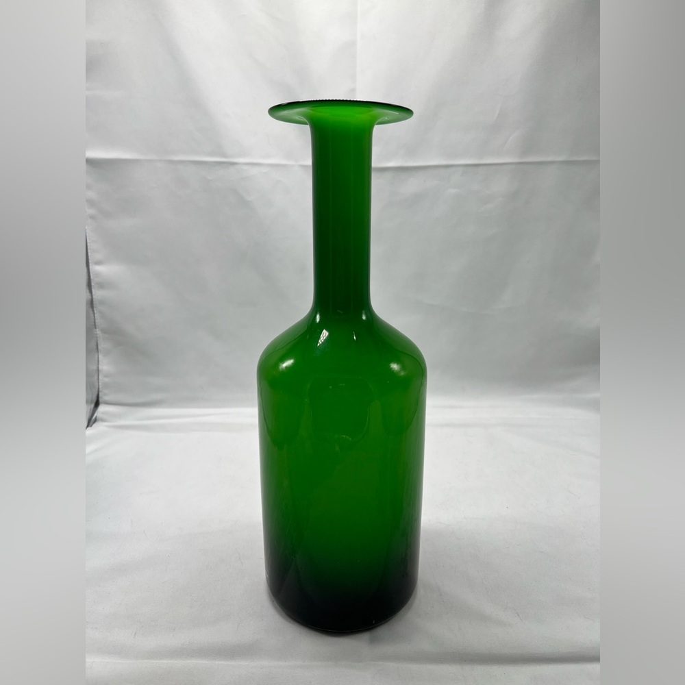 Holmegaard Green Glass Otto Brauer Gulvvase Danish Design 1960s Cased